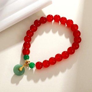 New Chinese Ethnic Style Classic Jadeite Beads and Peace Jade Pendant